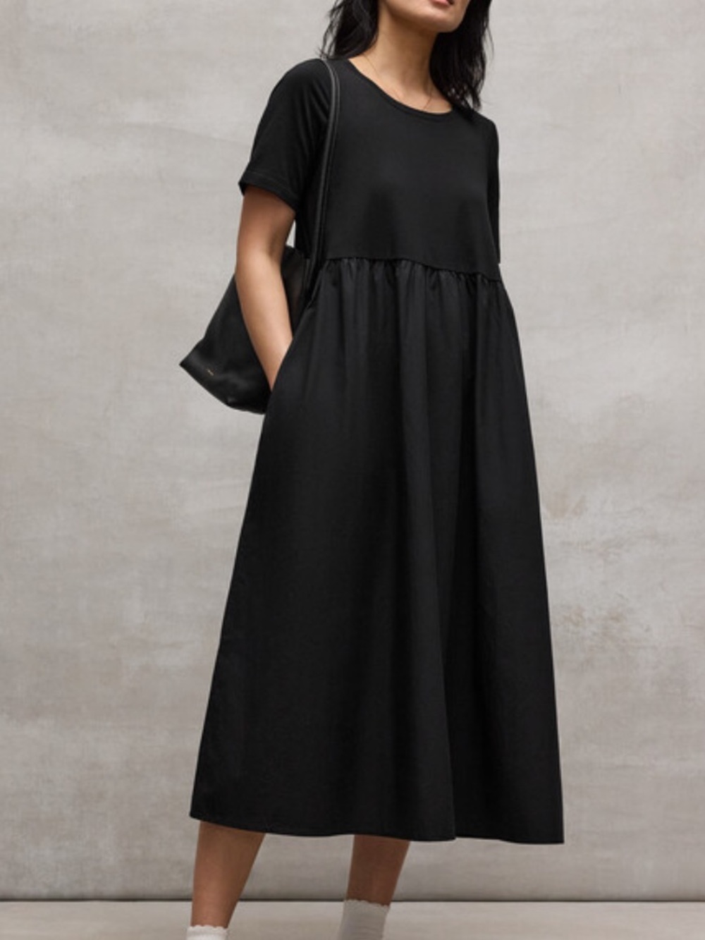 Eileen Fisher Organic Cotton Poplin Round Neck Dress - Picture 3 of 3